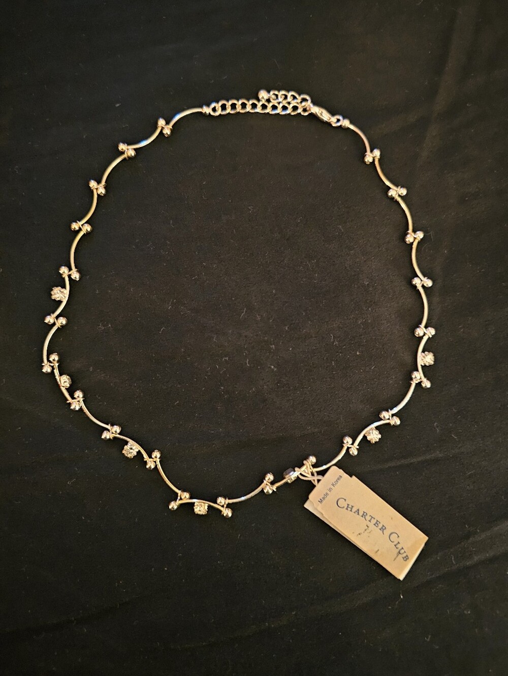 Charter Club Vintage Silver-Tone Crystal Link Necklace